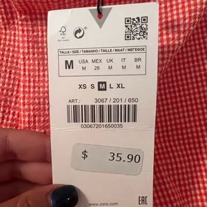 Orange gingham zara shorts